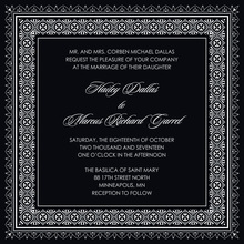 Grey Black Classic Lotus Borders Invitation
