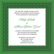 Green Deco Tile Border Square Invitations