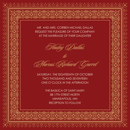 Tango Tangerine Deco Tile Borders Invitation