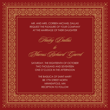 Dark Red Gold Deco Tile Borders Enclosure Cards