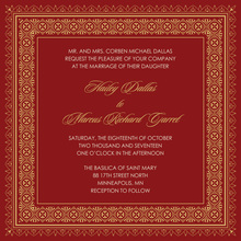 Dark Red And Gold Deco Tile Borders Invitation