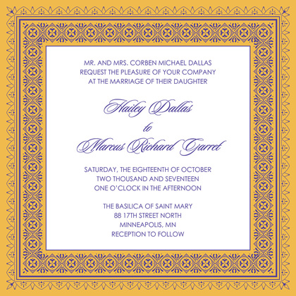 Tango Tangerine Deco Tile Borders Invitation