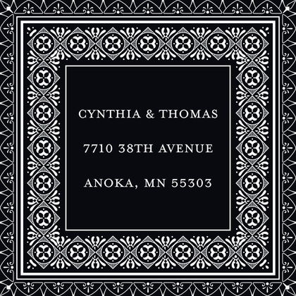 Black Deco Tile Borders Thank You Cards