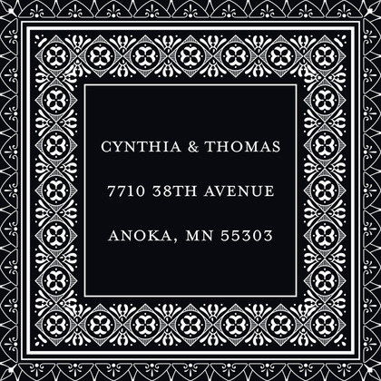 Modern Black Deco Tile Border Square Invitations