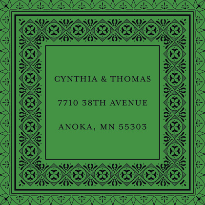 Green Deco Tile Borders Thank You Cards