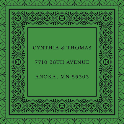 Green Deco Tile Borders Thank You Cards