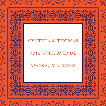 Tango Tangerine Deco Tile Borders RSVP Cards