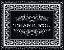 Black Deco Tile Borders Thank You Cards