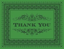 Green Deco Tile Borders Thank You Cards