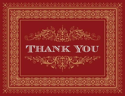 Green Deco Tile Borders Thank You Cards