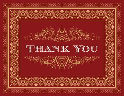 Green Deco Tile Borders Thank You Cards