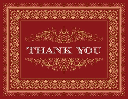 Tango Tangerine Deco Tile Borders Thank You Cards