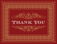 Modern Damask Red Thank You Cards