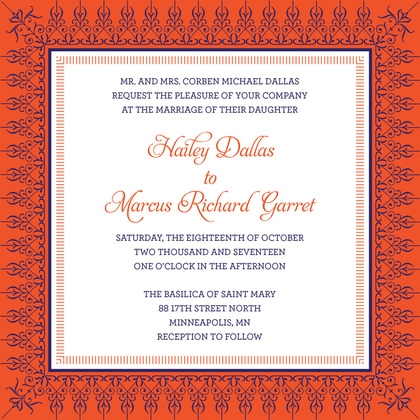 Hot Pink And Red Nouveau Frame Invitation