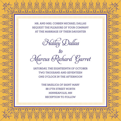 Mustard Nouveau Frame Border Invitations