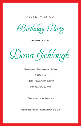 Simple Border Blue Ecru Invitations