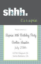 Very Cool Shhh. 30th Plaid Surprise Invitations