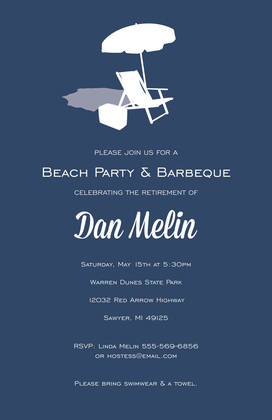 Beach Chair Umbrella Silhouette Invitations