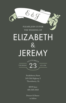 Vintage Leaf Mint Invitations