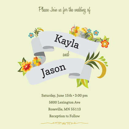 Duo Tag Floral Banner Invitations