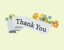Floral Banner Pale Green Thank You Cards