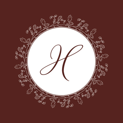 Oak Leaves Formal Brown Monogram Invitations