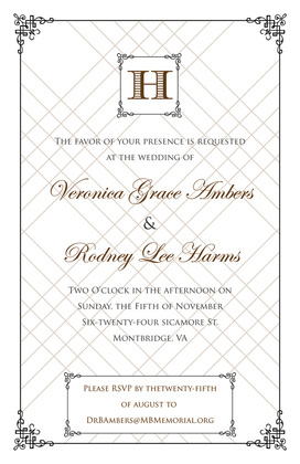 Wraught Iron Frame Blue Invitations