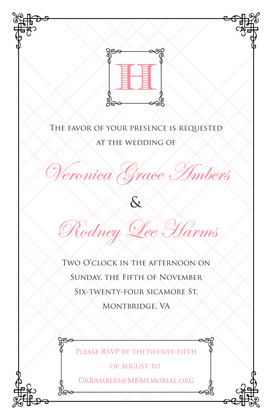 Wraught Iron Frame Pink RSVP Cards