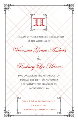 Wraught Iron Frame Red RSVP Cards