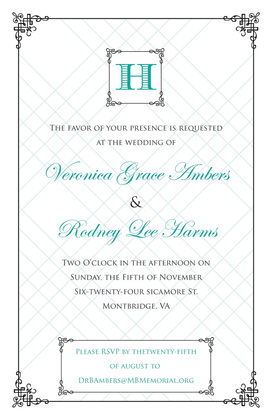 Wraught Iron Frame Blue Invitations