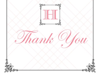 Wraught Iron Frame Blue Thank You Cards