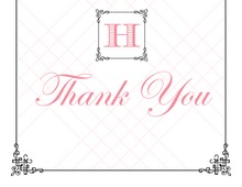 Wraught Iron Frame Pink Thank You Cards