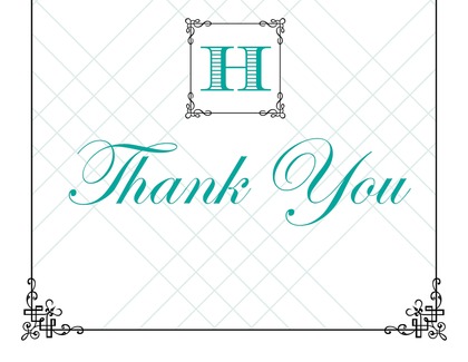 Wraught Iron Frame Blue Thank You Cards