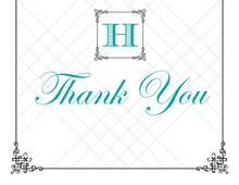 Wraught Iron Frame Turquoise Thank You Cards