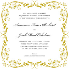 Simple Oval Monogram Black-Green Invitations