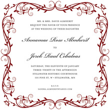 Dark Red And Gold Deco Tile Borders Invitation