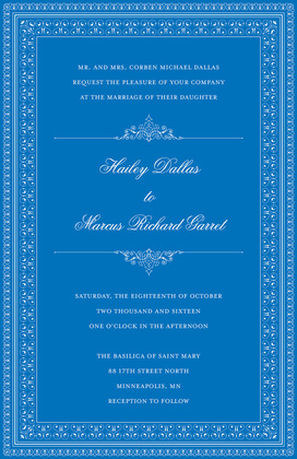 Layered Blue Vintage Borders RSVP Cards