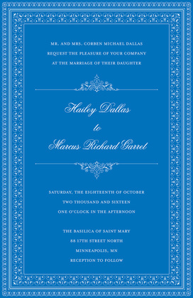 Layered Blue Vintage Borders Invitation