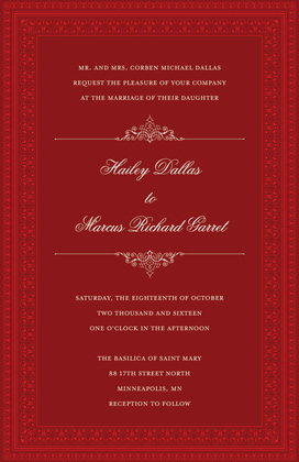 Layered Red Vintage Borders RSVP Cards
