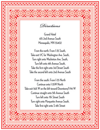 Red Formal Greek Key Frame Invitations