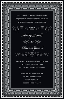 Formal Blue Greek Key Frame Invitations