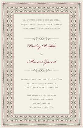 Formal Blue Greek Key Frame Invitations