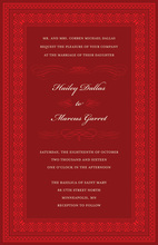 Red Formal Greek Key Frame Invitations