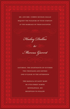 Red Formal Greek Key Frame Invitations