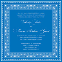 Blue Formal Greek Key Frame Invitation