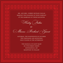 Red Square Formal Greek Key Frame Invitation