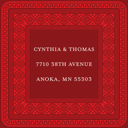 Red Greek Key Frame RSVP Cards