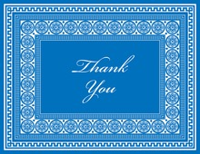 Blue Greek Key Frame Thank You Cards