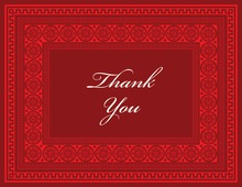 Red Greek Key Frame Thank You Cards