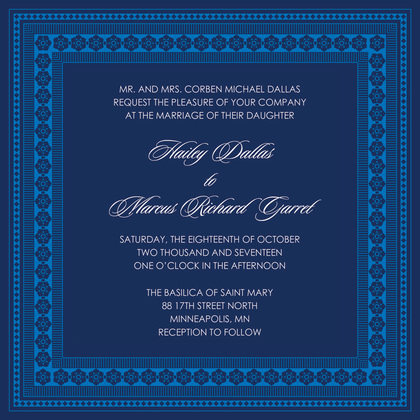 Navy Classic Lotus Borders Enclosure Cards